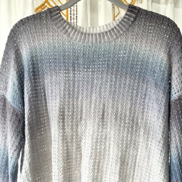Lisa Todd Color Dreamer Sweater (Size L) Blue Ombré Wool Blend Open Stitch Knit - Picture 3 of 11